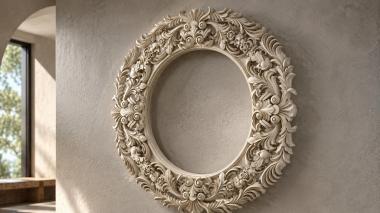 Decorative frames, framing Round frame with floral ornament and curls 3d model