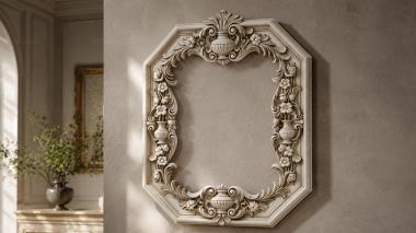 Decorative frames, framing Octagonal frame with flower garlands and urns 3d model
