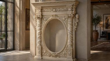 Decorative frames, framing Classical portal with Corinthian columns and spiral shafts 3d model