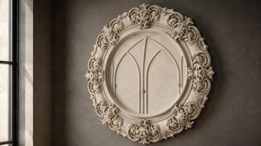 Decorative frames, framing Round ornamental rosette with volutes and acanthus leaves 3d model
