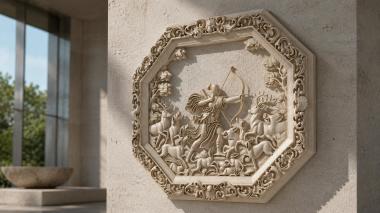 Decorative frames, framing Octagonal panel of Diana with bow and putti surrounded by plant ornament 3d model