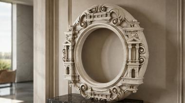 Decorative frames, framing Round architectural frame with volutes and pilasters 3d model