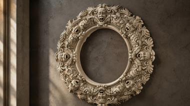 Decorative frames, framing Oval frame with mask and acanthus 3d model