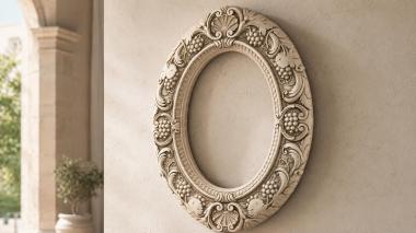 Decorative frames, framing Oval frame with grape clusters and floral scrolls 3d model