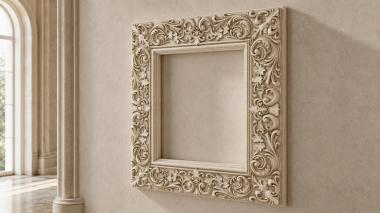 Decorative frames, framing Classic carved frame with volutes and floral ornament 3d model