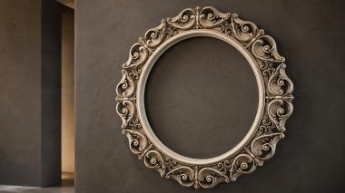 Decorative frames, framing Oval mirror with volutes and floral ornament 3d model