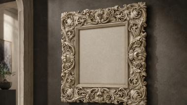 Decorative frames, framing Square frame with climbing plant ornament and rosettes 3d model