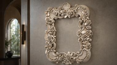 Decorative frames, framing Square frame with roses and swirls 3d model