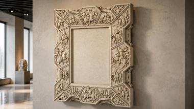 Decorative frames, framing Decorative mirror with carved animal pattern and geometric frame 3d model