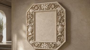 Decorative frames, framing Octagonal frame with flower urns and spirals 3d model