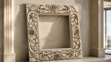 Decorative frames, framing Square decorative frame with flower rosettes and leaves 3d model