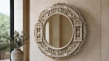 Decorative frames, framing Round ornamental frame with columns and sculptural figures 3d model