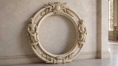 Decorative frames, framing Classic round medallion with figures of muses and palmettes 3d model