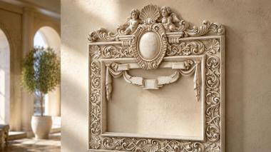 Decorative frames, framing Classic mirror frame with angels and an oval medallion 3d model