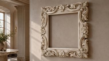 Decorative frames, framing Decorative carved mirror frame with volutes and floral rosettes 3d model