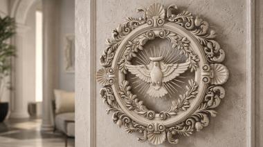 Decorative frames, framing Round carved medallion with a dove and acanthus 3d model