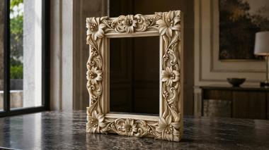 Decorative frames, framing Ornamental frame with floral rosettes and acanthus volutes 3d model