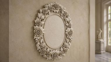 Decorative frames, framing Oval mirror with roses and leaves 3d model
