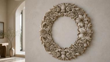 Decorative frames, framing Wreath with flowers and swirls for CNC carving 3d model