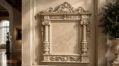 Decorative frames, framing Classic frame with Corinthian capitals and volute crest 3d model