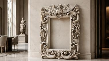 Decorative frames, framing Ornamental frame with eagle coat of arms and scrollwork 3d model