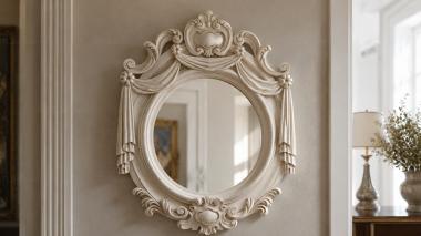 Decorative frames, framing Oval mirror with draping and swirls 3d model
