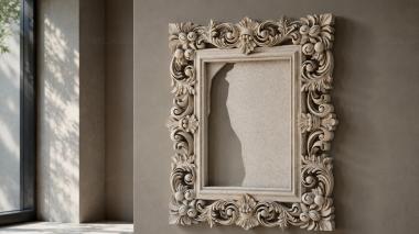 Decorative frames, framing Mirror frame with swirls and floral patterns 3d model