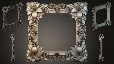 Decorative frames, framing Ornamental frame with lilies and rosettes 3d model