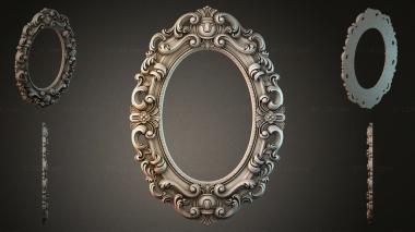 Decorative frames, framing Oval mirror frame with volutes and floral cartouches 3d model