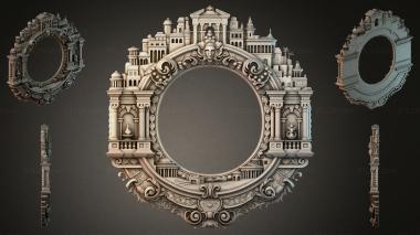 Decorative frames, framing Architectural frame with cityscape and sculptural details 3d model