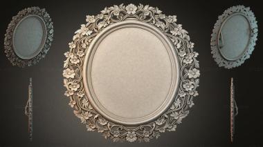 Decorative frames, framing Oval frame with floral scrolls and side panels 3d model