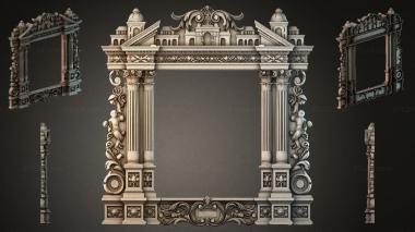 Decorative frames, framing Architectural portal with columns, putti and palace pediment 3d model