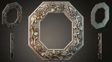 Decorative frames, framing Octagonal frame with rosettes and floral ornament 3d model
