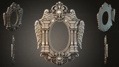 Decorative frames, framing Oval frame with angel wings and columns 3d model