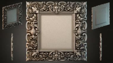 Decorative frames, framing Ornamental frame with floral scrolls and urns 3d model