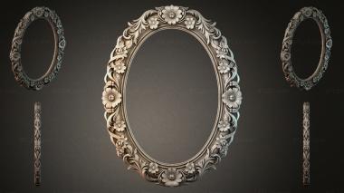 Decorative frames, framing Oval frame with floral pattern and striped decor 3d model