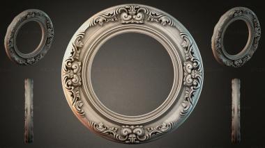 Decorative frames, framing Round frame with floral ornament and vertical moldings 3d model