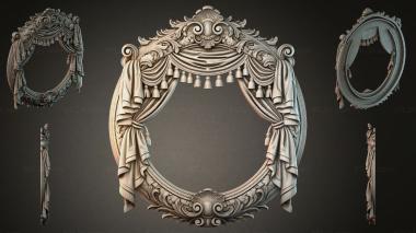 Decorative frames, framing Classic oval mirrored door frame with drapery and scrolls 3d model