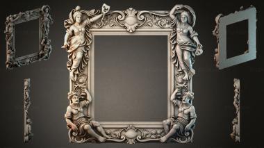 Decorative frames, framing Picture frame with figures of muses and theater masks 3d model