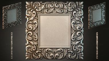Decorative frames, framing Rectangular frame with volutes and floral elements 3d model