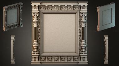 Decorative frames, framing Classic fireplace mantel with Corinthian columns and an ornamental frieze 3d model