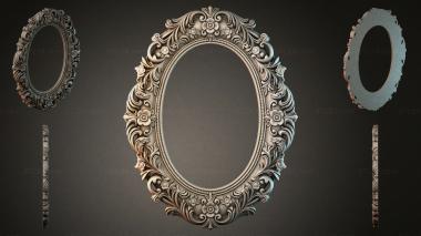Decorative frames, framing Oval mirror frame with lush swirls and rosettes 3d model