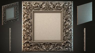 Decorative frames, framing Carved square frame with acanthus scrolls and flame-shaped ornament 3d model