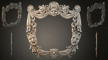 Decorative frames, framing Theatrical ornament with masks and drapery for CNC 3d model
