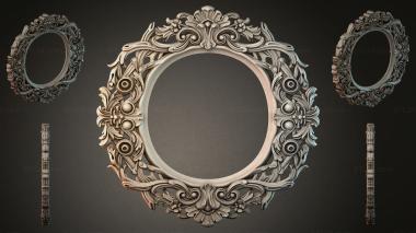 Decorative frames, framing Oval mirror with volutes and rosettes 3d model