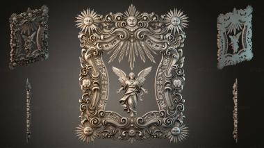 Decorative frames, framing Angel with the sun in a baroque frame with cherub heads 3d model
