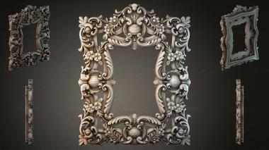 Decorative frames, framing Carved ornament frame with pilasters and floral decor 3d model