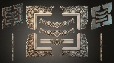 Decorative frames, framing Set of architectural elements with acanthus ornament and garlands 3d model