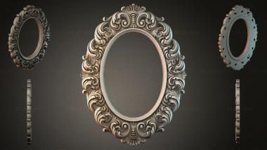 Decorative frames, framing Oval mirror with spiral scrolls and fan-shaped ornament 3d model