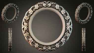 Decorative frames, framing Round frame with floral pattern and side elements 3d model
